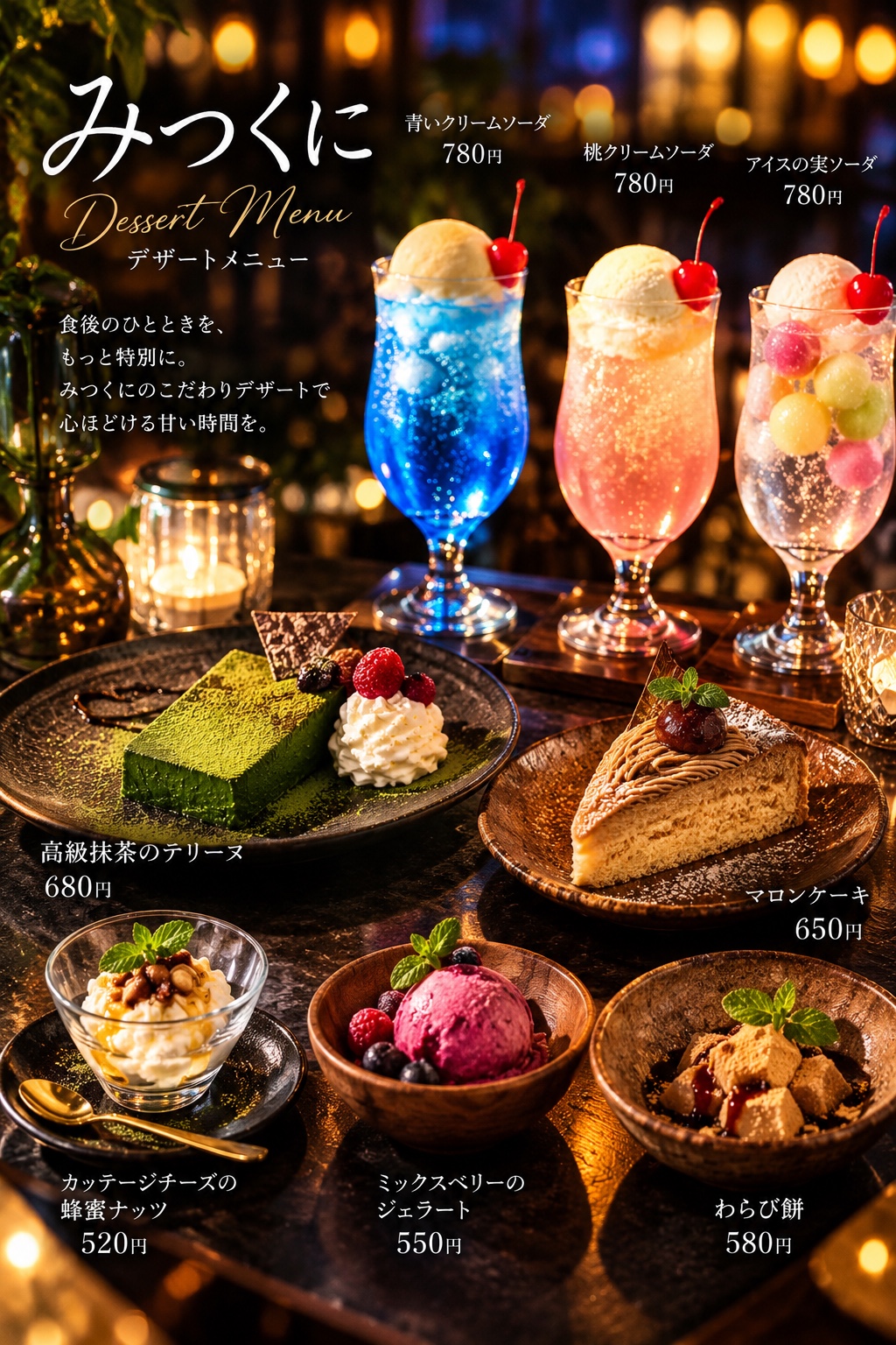 みつくにのデザートメニュー全8品
